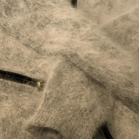 Club Monaco Angora Zip Fuzzy Cardigan Gray Small - Picture 8 of 8